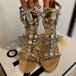 Rhinestone wedge sandals
